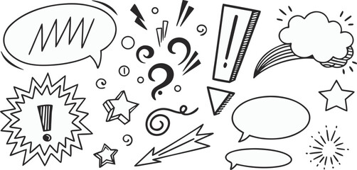 Vector art of collection of comic speech bubbles and graphic elements