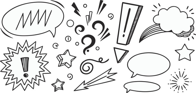 Vector art of collection of comic speech bubbles and graphic elements