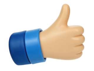 3d like gesture hand icon with blue cuff isolated on transparent background