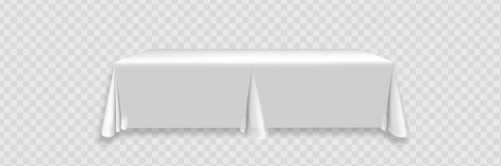 White tablecloth on the table empty mockup. Isolated vector illustration on a light background.