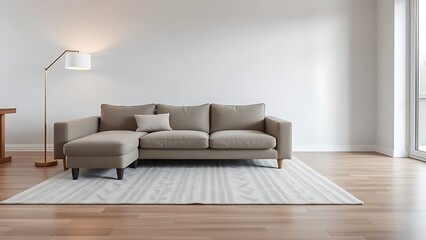 A modern lounge area featuring a modular sofa and sculptural lamp, embodying Scandinavian-inspired interior design.