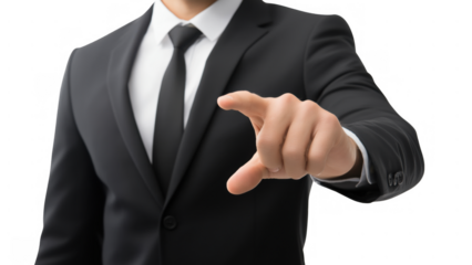 Businessman showing authority and engagement, created with AI, PNG