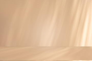 Studio style background wall decoration presentation uses white and beige tones. with shadows cast from a nearby window, concept creating a decorative backdrop