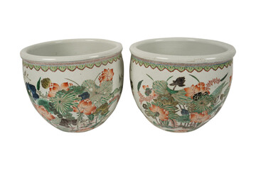 chinese tea cup Large Chinese Porcelain Lotus Flower Koi Fish Bowl