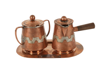 antique copper coffee pot  Victoria de Taxco copper cream and sugar set