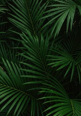 Tropical palm leaves close-up in garden