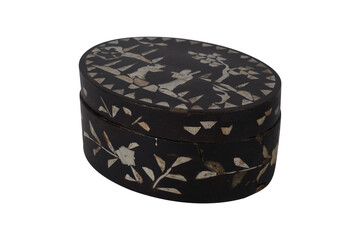 wooden box isolated on white  Pretty Little Antique Chinese Lacquer Box 