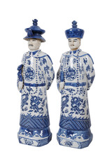 female mannequin isolated  Chinese blue and white porcelain figure