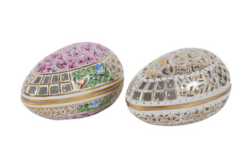 easter eggs isolated on white  Luxury Gold Diamond Design Glass Egg