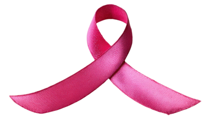 A vibrant pink ribbon, signifying support for breast cancer awareness