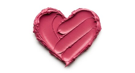 A heart-shaped smear of pink lipstick on a white background.