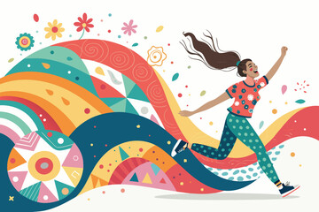 autumn landscape with trees colorful abstract pattern background. template summer concept. vector illustration	