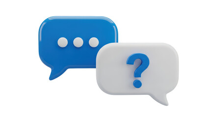 3d chat bubbles with question mark on transparent background
