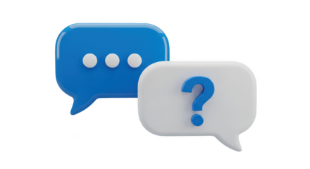 3d chat bubbles with question mark on transparent background