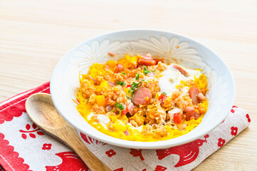 レンジ調理　オートミール米化でオムライス