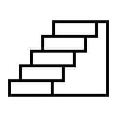 Vector Stairs Icon – Minimal Staircase Steps Outline, Modern Architecture and Interior Design Symbol for Building, Construction, and Navigation