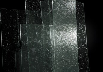 Textured glass panels with dynamic light and shadow, creating a stunning modern aesthetic