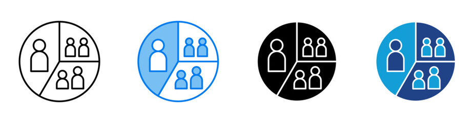 Segmentation icon set multiple style collection