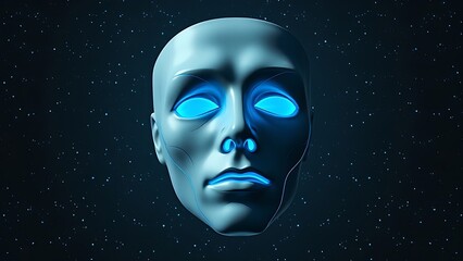 A surreal floating mask with glowing blue veins against a cosmic backdrop, symbolizing sleep apnea's silent epidemic.