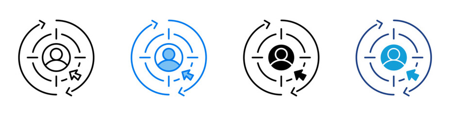 Retargeting icon set multiple style collection