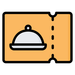 Food coupon icon in filled Line style, suitable for food delivery, fast food, and restaurant concept illustrations