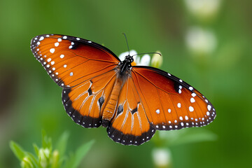 Naklejka premium A vibrant orange and black monarch old men with detailed wing patterns.