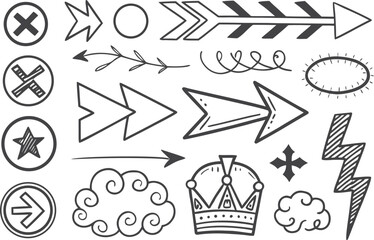 Vector art of hand drawn doodle elements for creative design and decoration