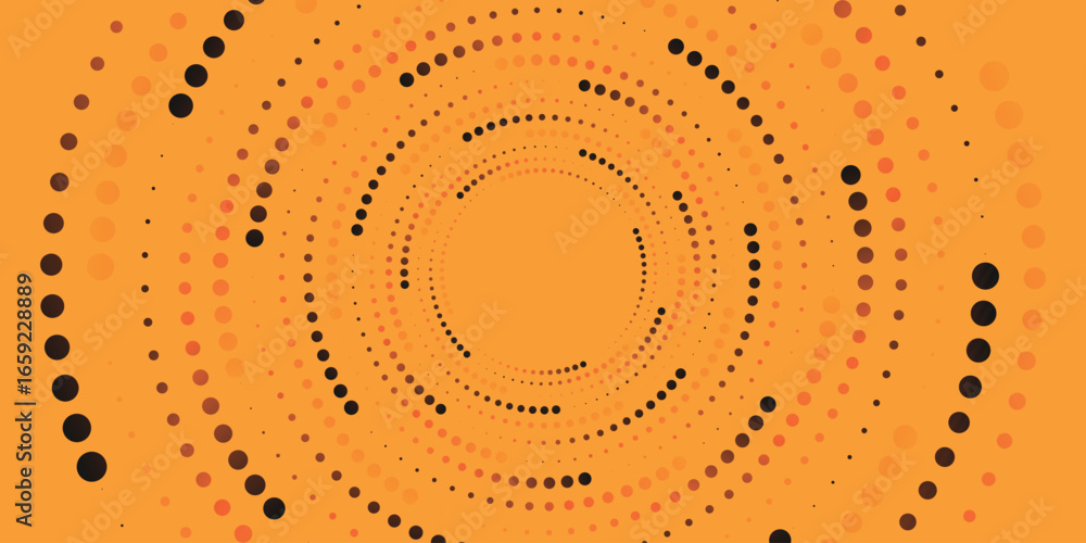 Fototapete orange abstract background with rotating black and orange gradient colorful circles. vector design w