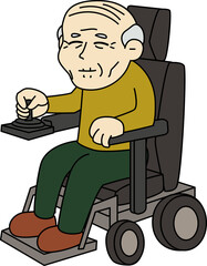 Illustration of the Elderly in an Electric Wheelchair