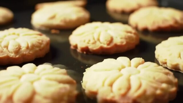 Freshly Baked Cookies on a Dark Tray