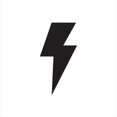 Black silhouette lightning bolt icon with a simple geometric style. Perfect for representing power, energy, electricity, or speed in modern graphic design