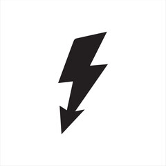 Black silhouette lightning bolt icon with a simple geometric style. Perfect for representing power, energy, electricity, or speed in modern graphic design
