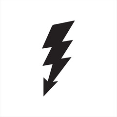 Black silhouette lightning bolt icon with a simple geometric style. Perfect for representing power, energy, electricity, or speed in modern graphic design