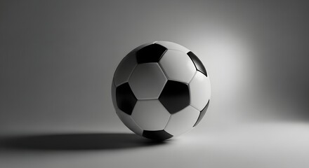 Fototapeta premium Iconic Soccer Ball in Dramatic Black and White Studio Spotlight.