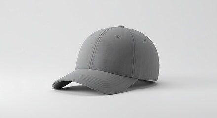 Fototapeta premium Neutral Gray Baseball Cap on White Background - Sporty Headwear for Casual Style