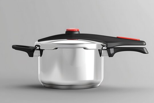 Stainless Steel Pressure Cooker with Red Handles