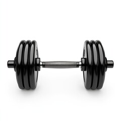 Black dumbbell, fitness equipment, isolated on a white background