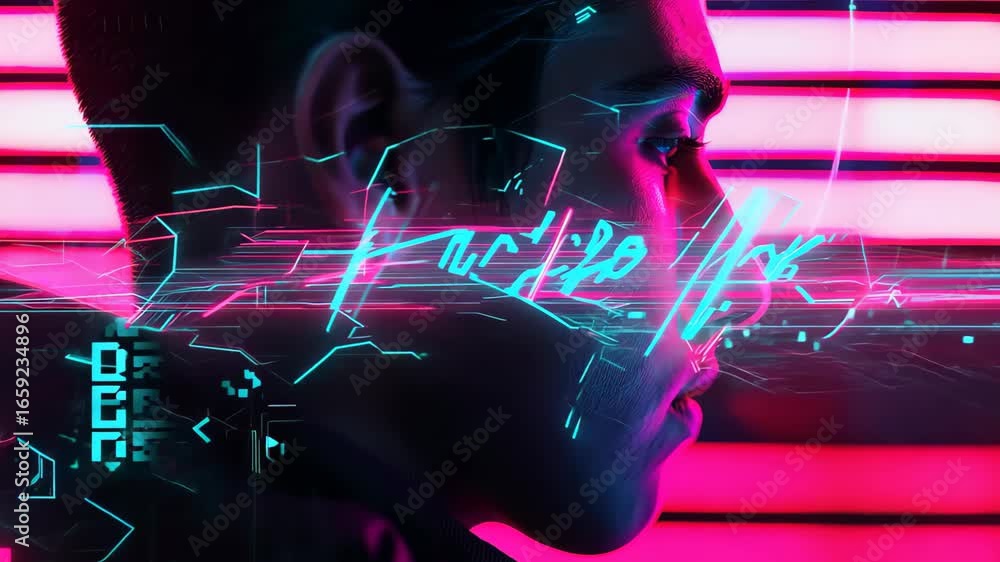 Aufkleber explore the captivating world of light patterns with vibrant neon colors and dynamic movement. this 