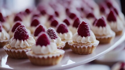 Small, raspberry-topped tarts