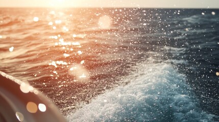 Sparkling ocean waves at sunset