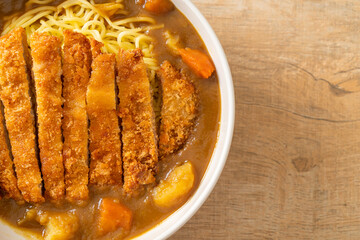 curry ramen noodles with tonkatsu fried pork cutlet