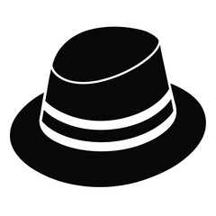 Stylized Fedora Hat Silhouette with Striped Detail Simple and Modern Art vector