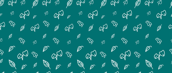 Seamless pattern with hand drawn leaves. Vector illustration. Design for fabric, textile print, wrapping paper.