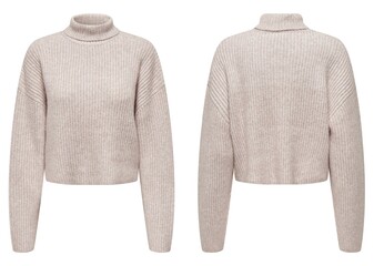 sweater on white background, top view, with flat lay. Fashion Lady Clothes Set: Trendy and Cozy...