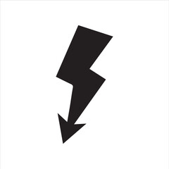 Obraz premium Minimalist thunderbolt vector symbol in black color. Ideal for apps, logos, weather icons, energy signs, and electrical hazard graphics