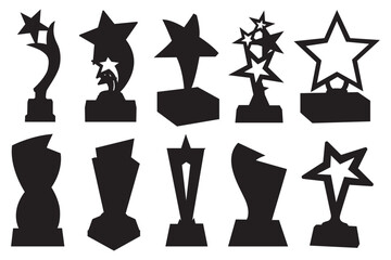 Award silhouettes ten sleek trophies stand ready to celebrate triumph