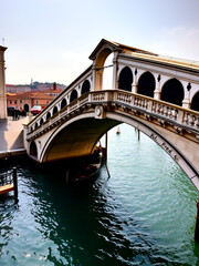 Venice Italy, city skyline at Bridge of Sighs and canal