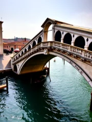 Wanddecoratie Brug der Zuchten Venice Italy, city skyline at Bridge of Sighs and canal  © Michael