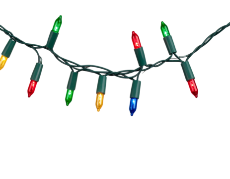 Festive Christmas Lights Garland PNG Isolated