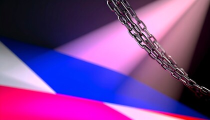 Chain draped over vibrant flag